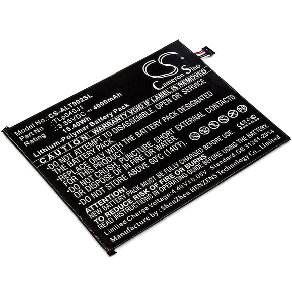 Battery for Alcatel 9024W TLp040J1, TLP040K7 3.85V Li-Polymer 4000mAh / 15.40Wh