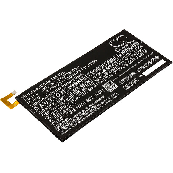 Battery for LG G Pad F2 8.0 LTE BL-T31, EAC63398901 3.85V Li-Polymer 2900mAh / 