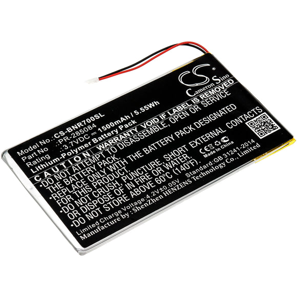 Battery for Barnes & Noble BNRV700 PR-285084 3.7V Li-Polymer 1500mAh / 5.55Wh