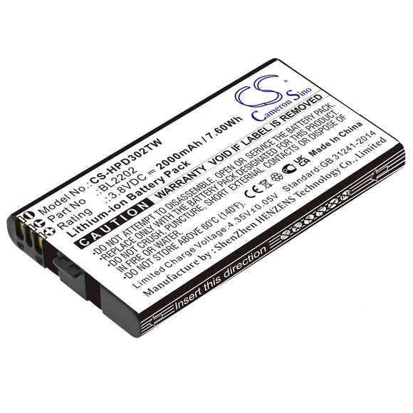 Battery for Hytera BD352i BL2202 3.8V Li-ion 2000mAh / 7.60Wh