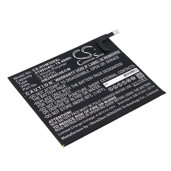 Battery for Huawei BTV-DL09 HB2899C0ECW 3.82V Li-Polymer 5100mAh / 19.48Wh