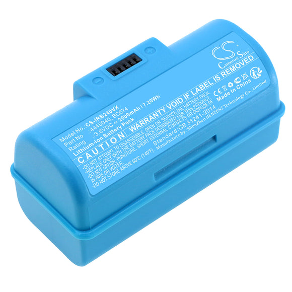 Battery for iRobot Braava Jet Mopping Robot 4446040, BC674 3.6V Li-ion 2000mAh 