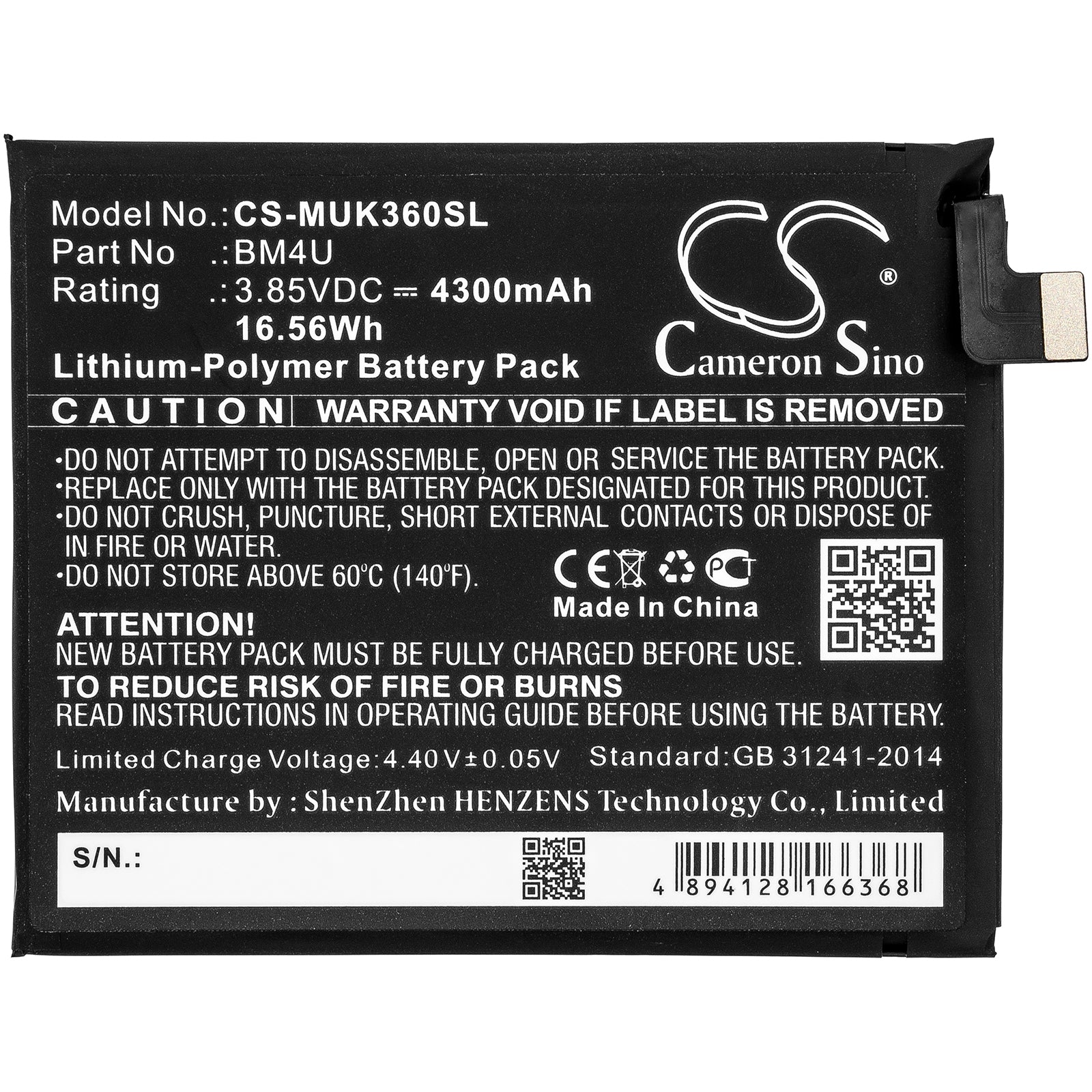 Battery for Redmi K30 Ultra 5G BM4U 3.85V Li-Polymer 4300mAh / 16.56Wh ...