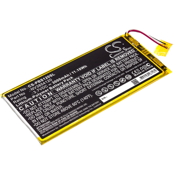 Battery for PBS KIDS PBSKD12 NV3854120 3.7V Li-Polymer 3000mAh / 11.10Wh