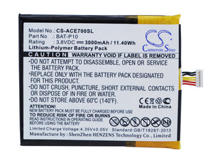 Battery for Acer Liquid E700 BAT-P10, BAT-P10(1ICP5/61/73), KT.00106.001, PGF506