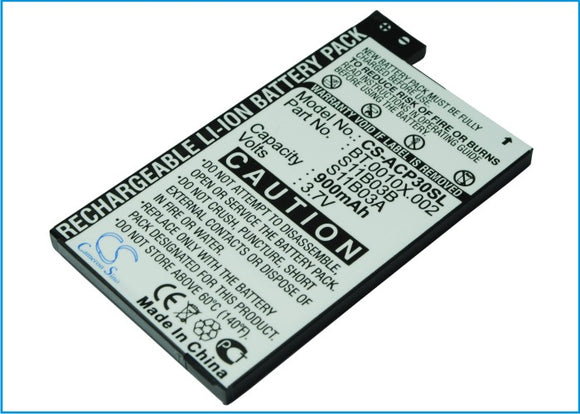 Battery for Acer neoTouch P300 BT.0010X.002, S11B03B 3.7V Li-ion 900mAh / 3.33Wh