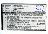 Battery for Acer Liquid Metal MT BAT-510, BAT-510 (1ICP5/42/61), BT.0010S.001, B