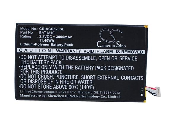 Battery for Acer S58A 1CP415793L1 1S1P, BAT-M10, BAT-M10(1ICP5/58/94), KT.0010S.