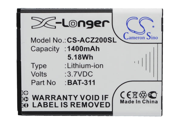 Battery for Acer M220 BAT-311, BAT-311(1ICP5/43/55), KT.0010S.011 3.7V Li-ion 12