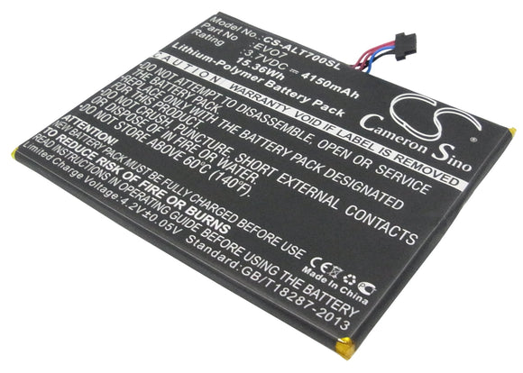 Battery for Alcatel OT-T70 CAB4160000C1, EVO7 3.7V Li-Polymer 4150mAh / 15.36Wh