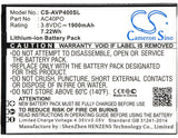 Battery for Archos 40 Power AC40PO, BS975 3.8V Li-ion 1900mAh / 7.22Wh