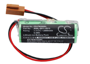 Battery for GE FANUC 32i-A A02B-0200-K102, A98L-0031-0012 3V Li-MnO2 2000mAh / 6