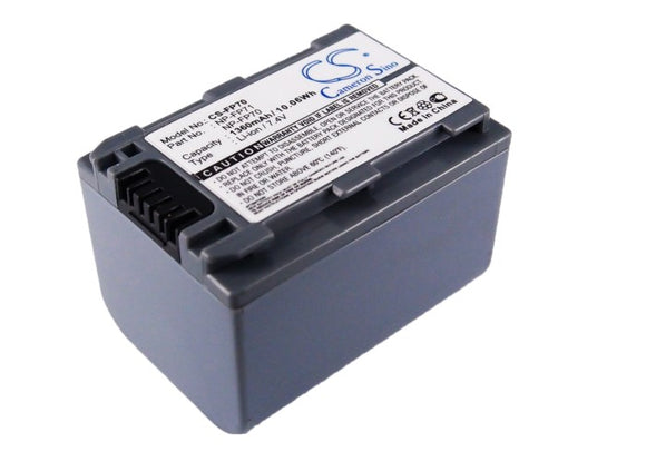 Battery for Sony DCR-SR100 NP-FP60, NP-FP70, NP-FP71 7.4V Li-ion 1360mAh