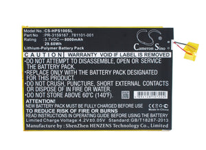 Battery for HP 2201 781101-001, PR-3159167 3.7V Li-Polymer 8000mAh / 29.60Wh