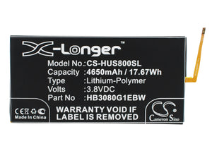 Battery for Huawei T1-A21L HB3080G1EBC, HB3080G1EBW 3.8V Li-Polymer 4650mAh / 17