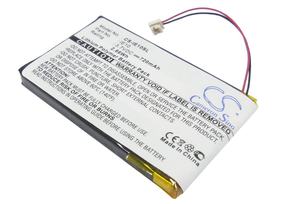 Battery for iRiver IRI-E10 3.7V Li-Polymer 720mAh