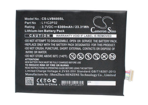 Battery for Lenovo IdeaTab B6000F L11C2P32 3.7V Li-Polymer 6300mAh / 23.31Wh