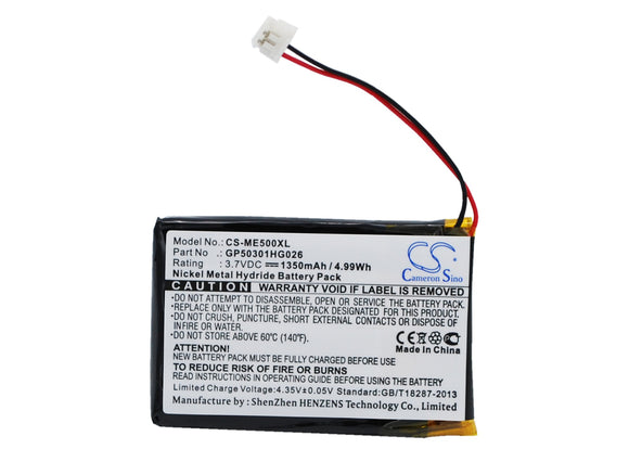 Battery for SkyGolf SG201011703 SKY CADDIE GP50301HG026 3.7V Li-Polymer 1350mAh 