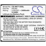 Battery for Nokia Nokia 1 Plus HE365 3.85V Li-ion 2400mAh / 9.24Wh