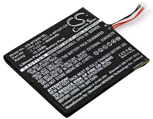 Battery for Nintendo HAC-S-JP/EU-C0 HAC-003, HAC-A-BPHAT-C0 3.7V Li-Polymer 3600