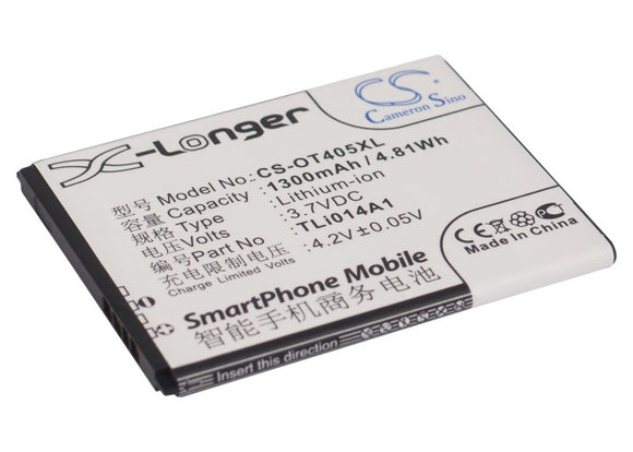 Battery for Alcatel One Touch 4005D CAB1400002C1, CAB31C00002C1, TLi014A1 3.7V L