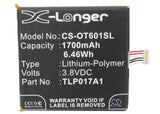 Battery for Alcatel OT-0616D CAC1700001C, TLP017A1, TLP017A2 3.8V Li-Polymer 170