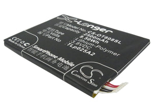 Battery for Alcatel 7048X CAC2500013C2, TLp025A2, TLp025A4 3.8V Li-Polymer 2500m