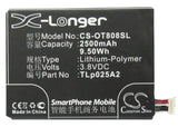 Battery for Alcatel 7048X CAC2500013C2, TLp025A2, TLp025A4 3.8V Li-Polymer 2500m