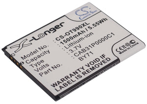 Battery for Alcatel OT-4007E BY71, CAB31P0000C1, CAB31P0001C1, TB-4T0058200 3.7V