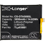 Battery for Alcatel A7 XL CAC3860004C1, TLp038B1 3.85V Li-Polymer 3850mAh / 14.8