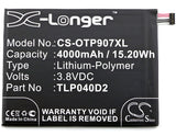 Battery for Alcatel 9007T TLP040D2 3.8V Li-Polymer 4000mAh / 15.20Wh