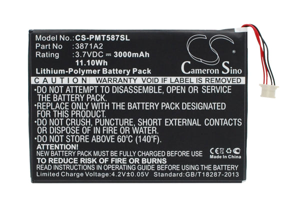 Battery for Prestigio PMT5877C 3871A2 3.7V Li-Polymer 3000mAh / 11.10Wh