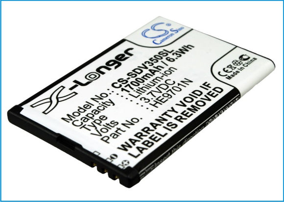 Battery for Sonocaddie V500 G-4L, HE9701N 3.7V Li-ion 1700mAh / 6.29Wh