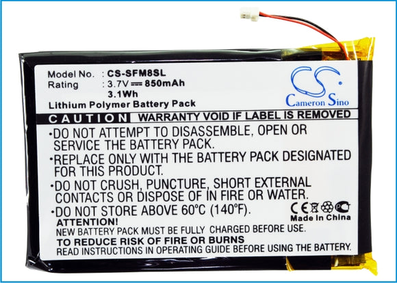 Battery for JNC SSF-M810 3.7V Li-Polymer 850mAh