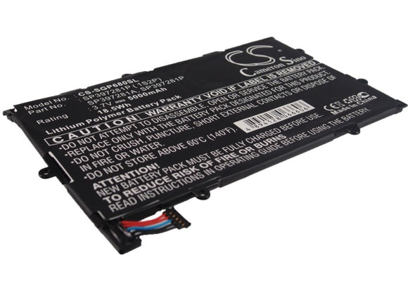 Battery for Samsung P6800 SP397281A, SP397281P, SP397281P ( 1S2P) 3.7V Li-Polyme