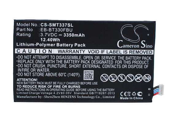 Battery for Samsung SM-T337A EB-BT330FBU 3.7V Li-Polymer 3350mAh / 12.40Wh