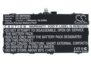 Battery for Samsung SM-T801 EB-BT800FBC, EB-BT800FBE, EB-BT800FBU 3.8V Li-Polyme