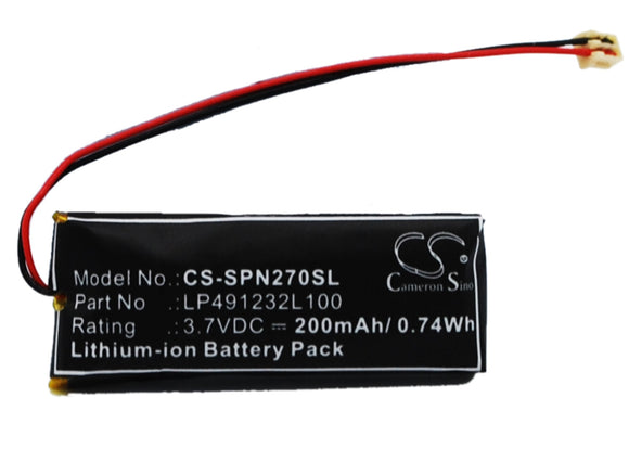 Battery for Sony PSP-N270G LP491232L100 3.7V Li-Polymer 200mAh / 0.74Wh