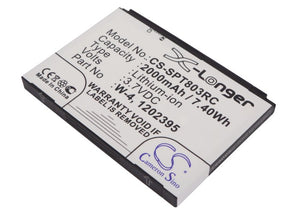 Battery for Sprint SWAC803SMH 1202395, W-4 3.7V Li-ion 2000mAh / 7.40Wh