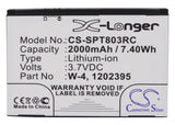 Battery for Sprint SWAC803SMH 1202395, W-4 3.7V Li-ion 2000mAh / 7.40Wh