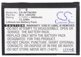 Battery for Sprint SWAC803SMH 1202395, W-4 3.7V Li-ion 3600mAh / 13.32Wh