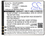 Battery for Tracfone Wireless U240C MXE-650 3.7V Li-ion 1500mAh / 5.55Wh