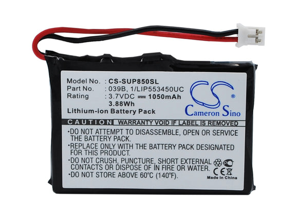 Battery for Sureshotgps 1110-1 039B, 1/LIP553450UC 3.7V Li-ion 1050mAh