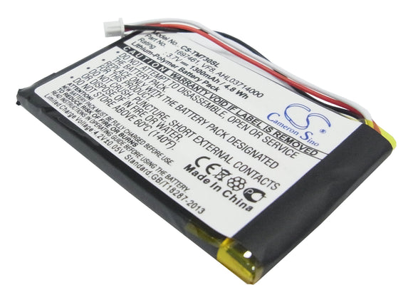 Battery for TomTom GO 730T 1697461, AHL03714000, VF8 3.7V Li-Polymer 1300mAh / 4