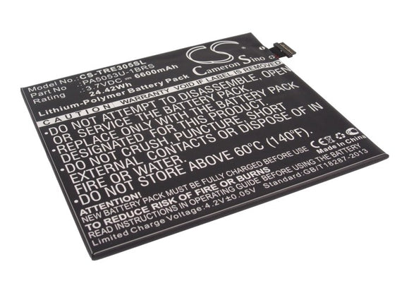 Battery for Toshiba AT205-T16 PA5053U-1BRS 3.7V Li-Polymer 6600mAh / 24.42Wh