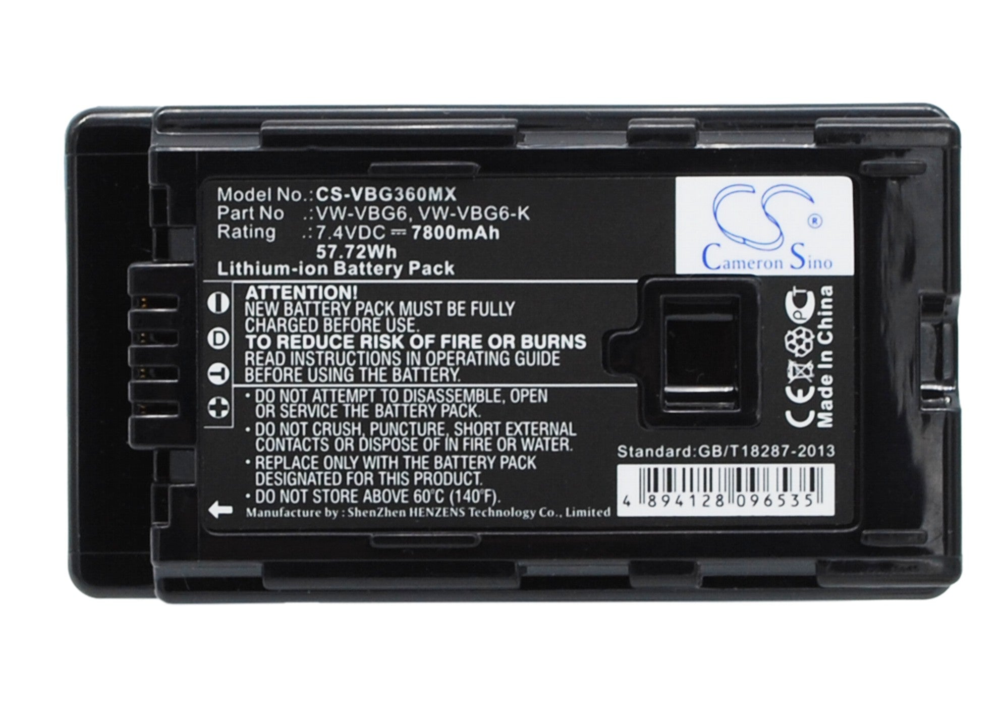 Battery for Panasonic HDC-TM30 VW-VBG6, VW-VBG6GK, VW-VBG6-K, VW