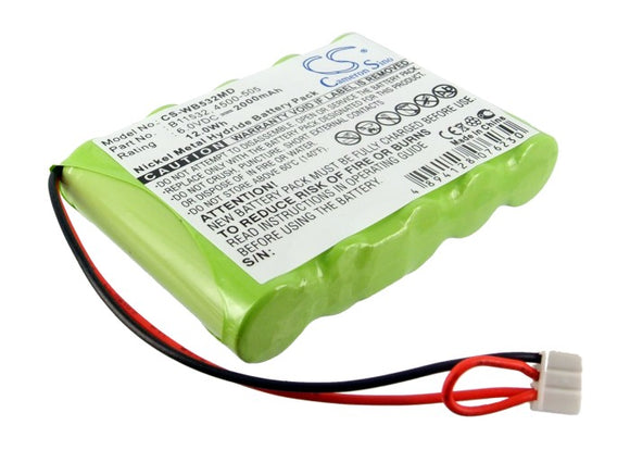 Battery for Welch-Allyn LXi VITAL Signs Printer 4500-505, B11532 6V Ni-MH 2000mA